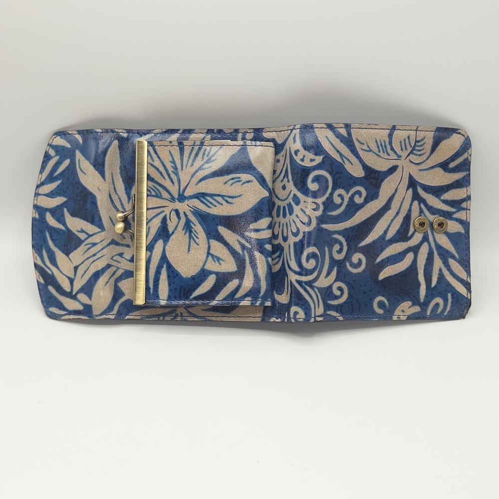 Patricia Nash Reiti Greek Floral Leather Wallet Folding Kisslock RFID Blocking - Picture 3 of 13